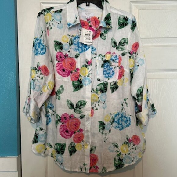 NWT Charter Club 100% Linen Top - Size L - Picture 1 of 5